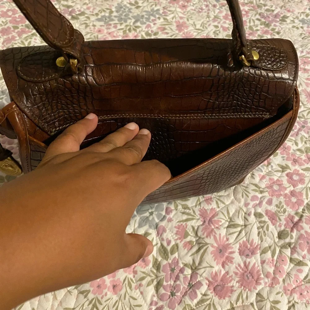 Brahmin Brown Croc-Embossed Satchel - Picture 5 of 12